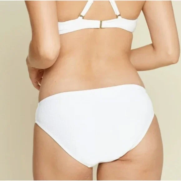 Andie Swim The Bikini Bottom in Ivory Cream White Ribbed Size Large Coconut NEW - Picture 5 of 11
